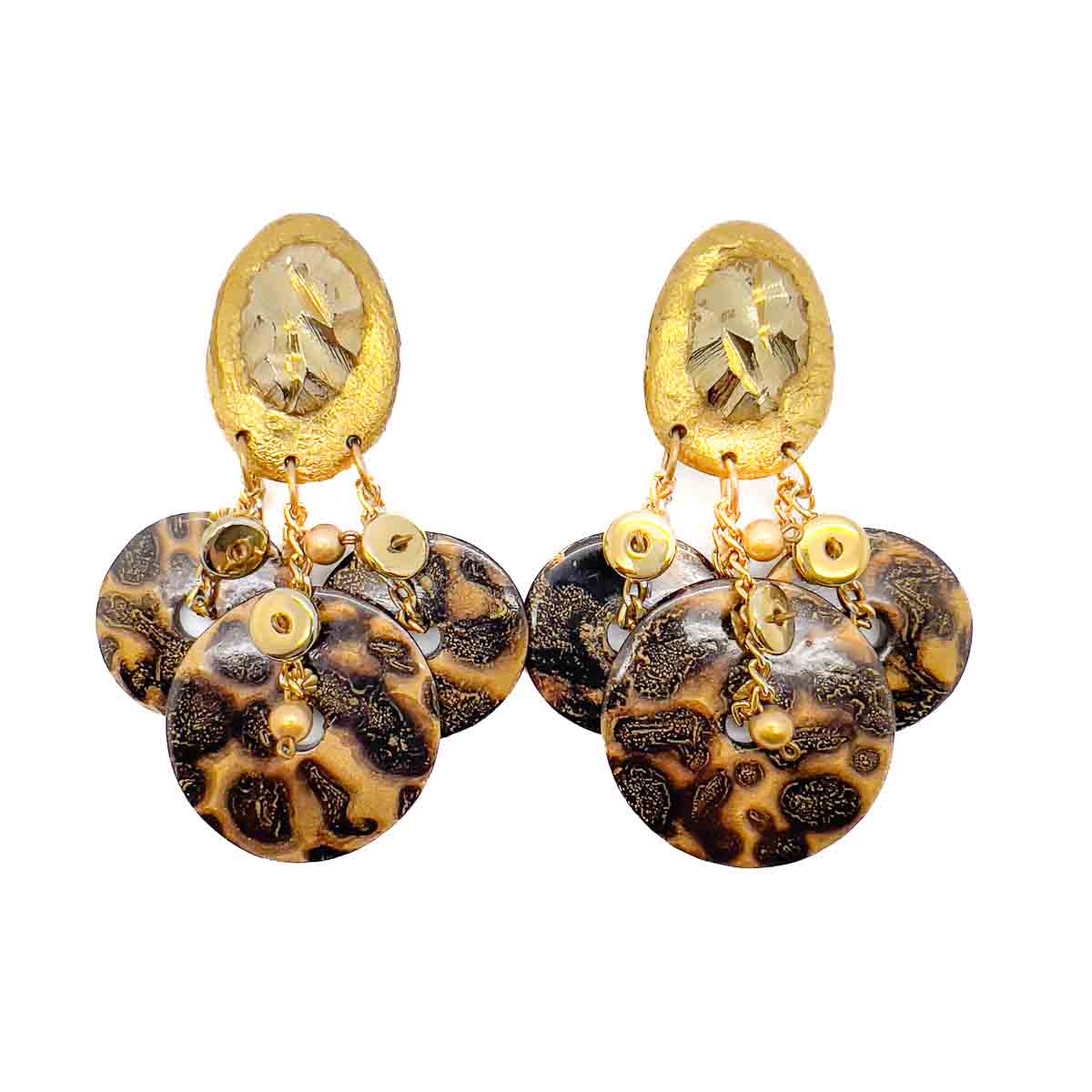 Jennifer Gibson Jewellery 1834 (2) Vintage Ikarami Leopard Print Statement Earrings