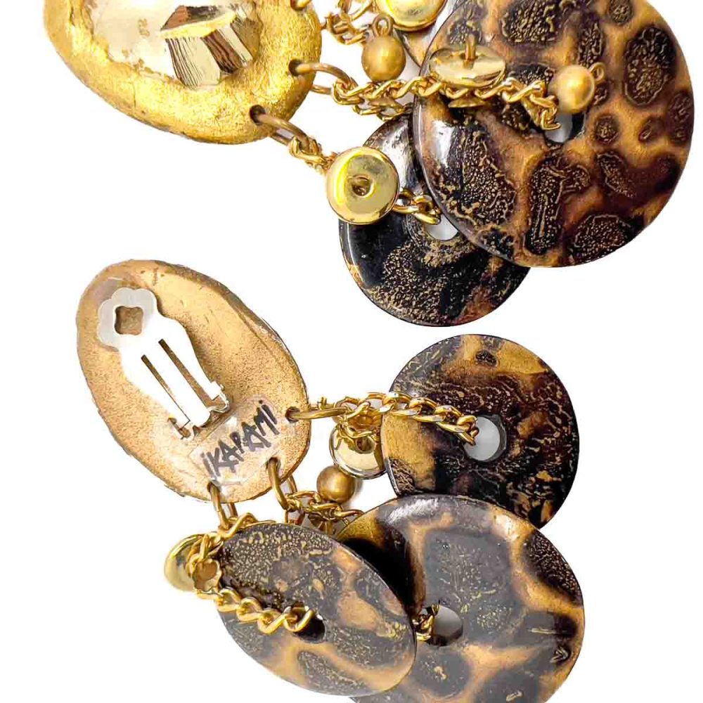 Vintage Ikarami Leopard Print Statement Earrings