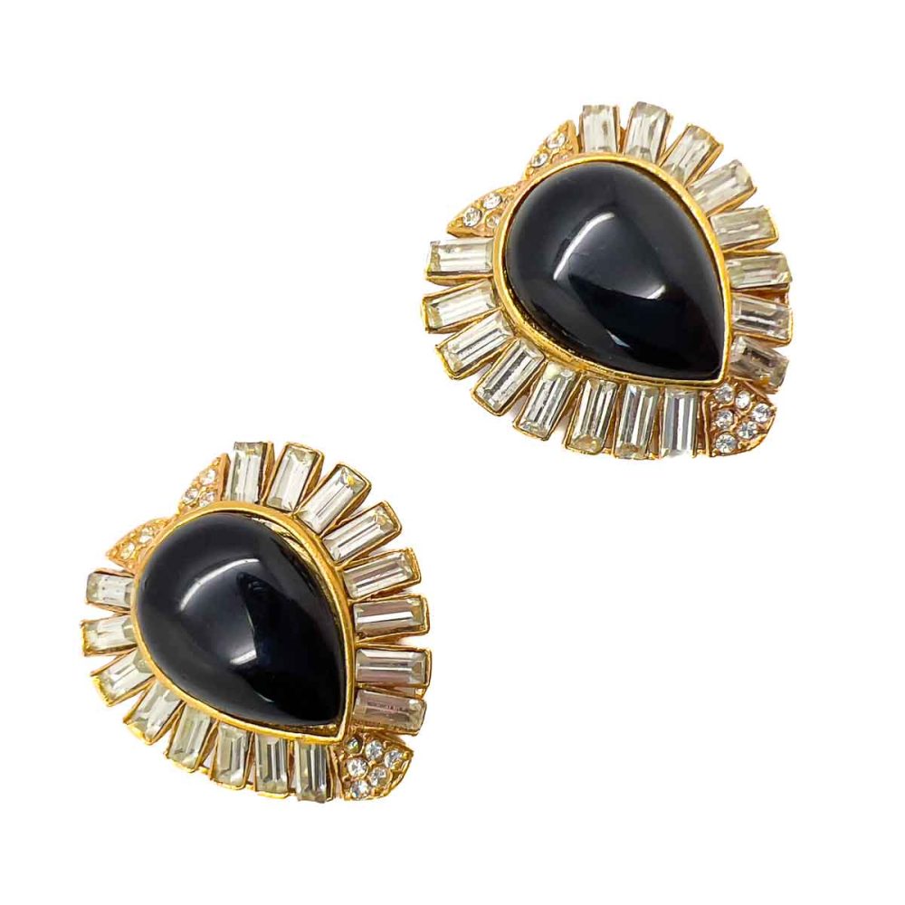 Vintage Cabochon Heart Earrings