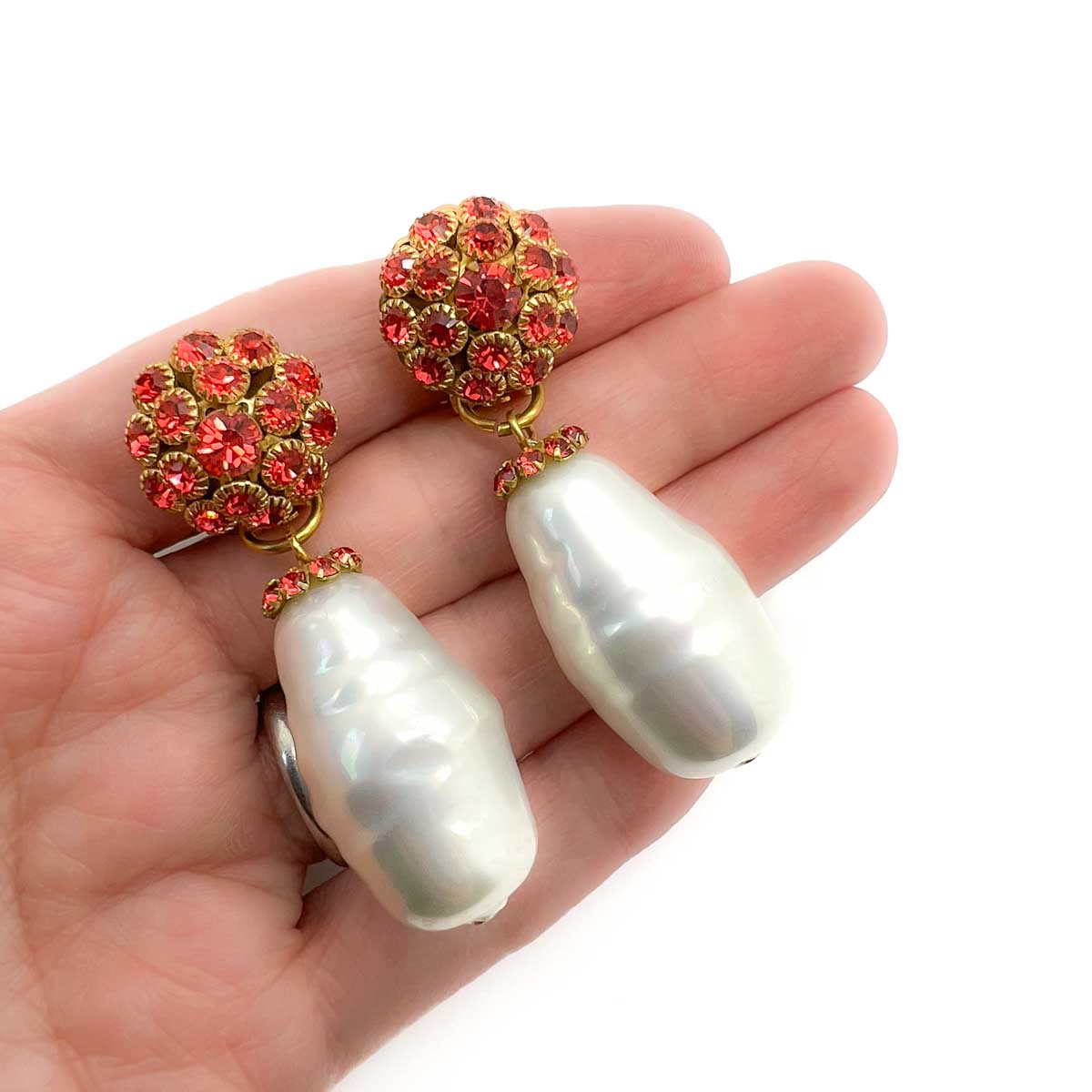 Jennifer Gibson Jewellery 1837 (1) Vintage Baroque Pearl & Crystal Earrings