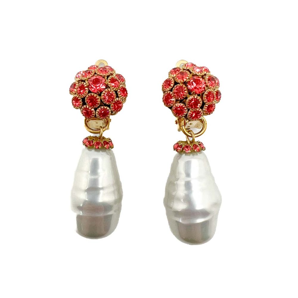 Vintage Baroque Pearl & Crystal Earrings