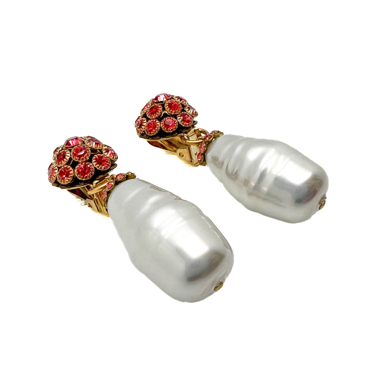 Jennifer Gibson Jewellery 1837 (3) Vintage Baroque Pearl & Crystal Earrings