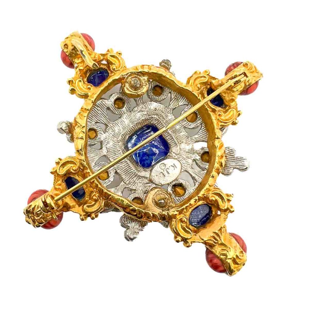 Vintage Kenneth Jay Lane Jewelled Cruciform Brooch