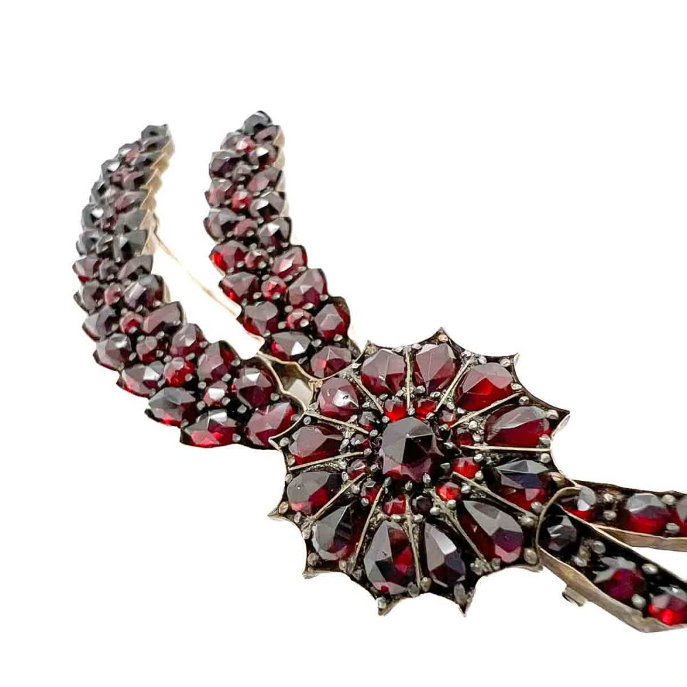 Antique Bohemian Garnet Floral Spray