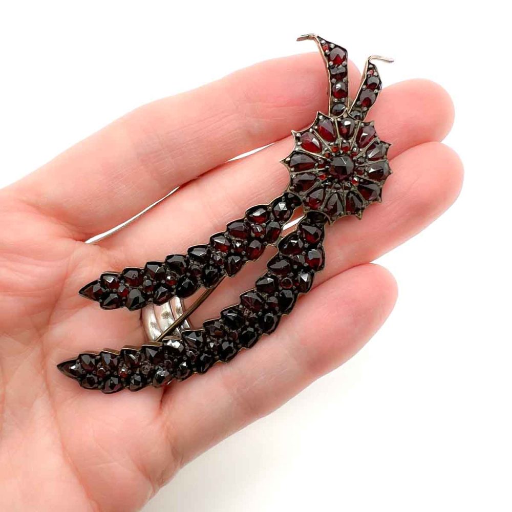 Antique Bohemian Garnet Floral Spray