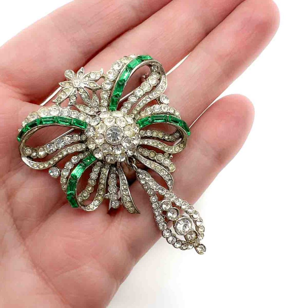 Vintage Edwardian Inspired Emerald Paste Brooch