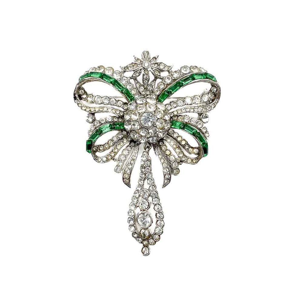 Vintage Edwardian Inspired Emerald Paste Brooch