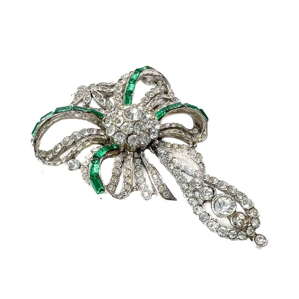 Vintage Edwardian Inspired Emerald Paste Brooch