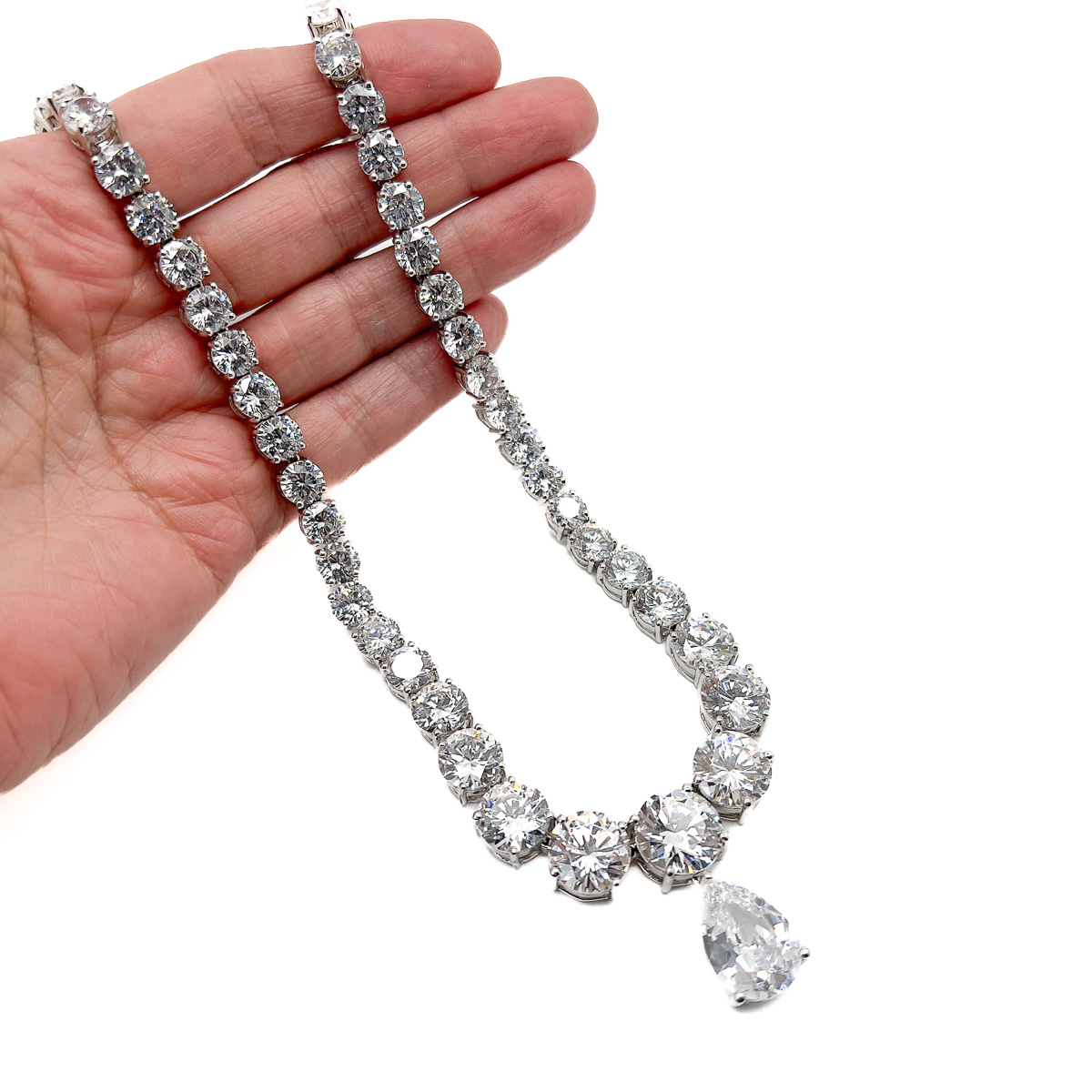 Jennifer Gibson Jewellery 1847 (1) Vintage Silver Riviere Droplet Necklace