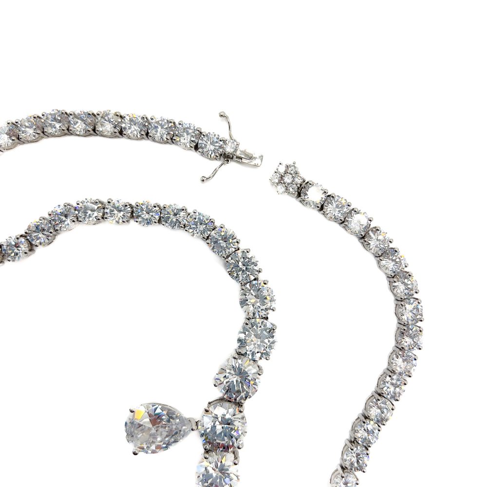 Vintage Silver Riviere Droplet Necklace