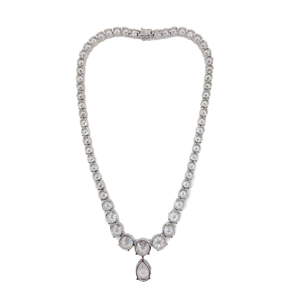 Vintage Silver Riviere Droplet Necklace