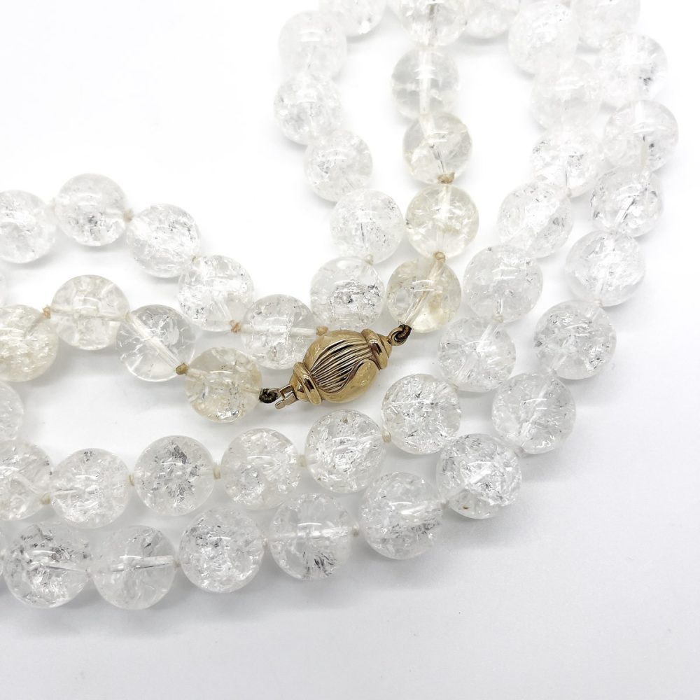 Vintage 9ct Crackle Rock Crystal Necklace