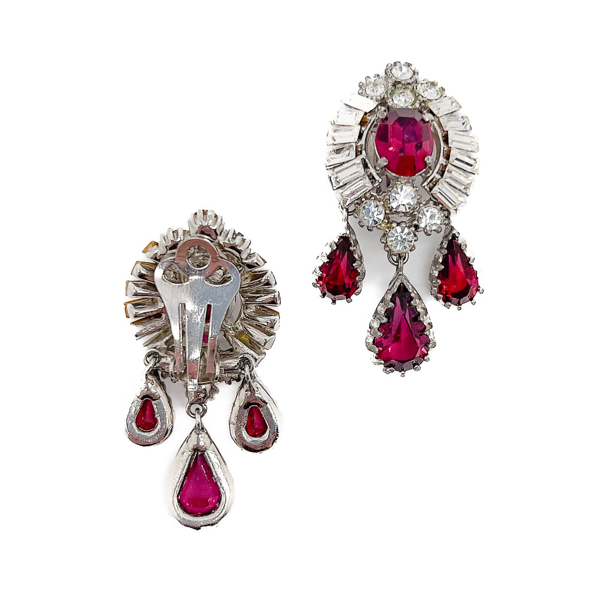Jennifer Gibson Jewellery 1858 (4) Vintage Ruby Crystal Droplet Earrings