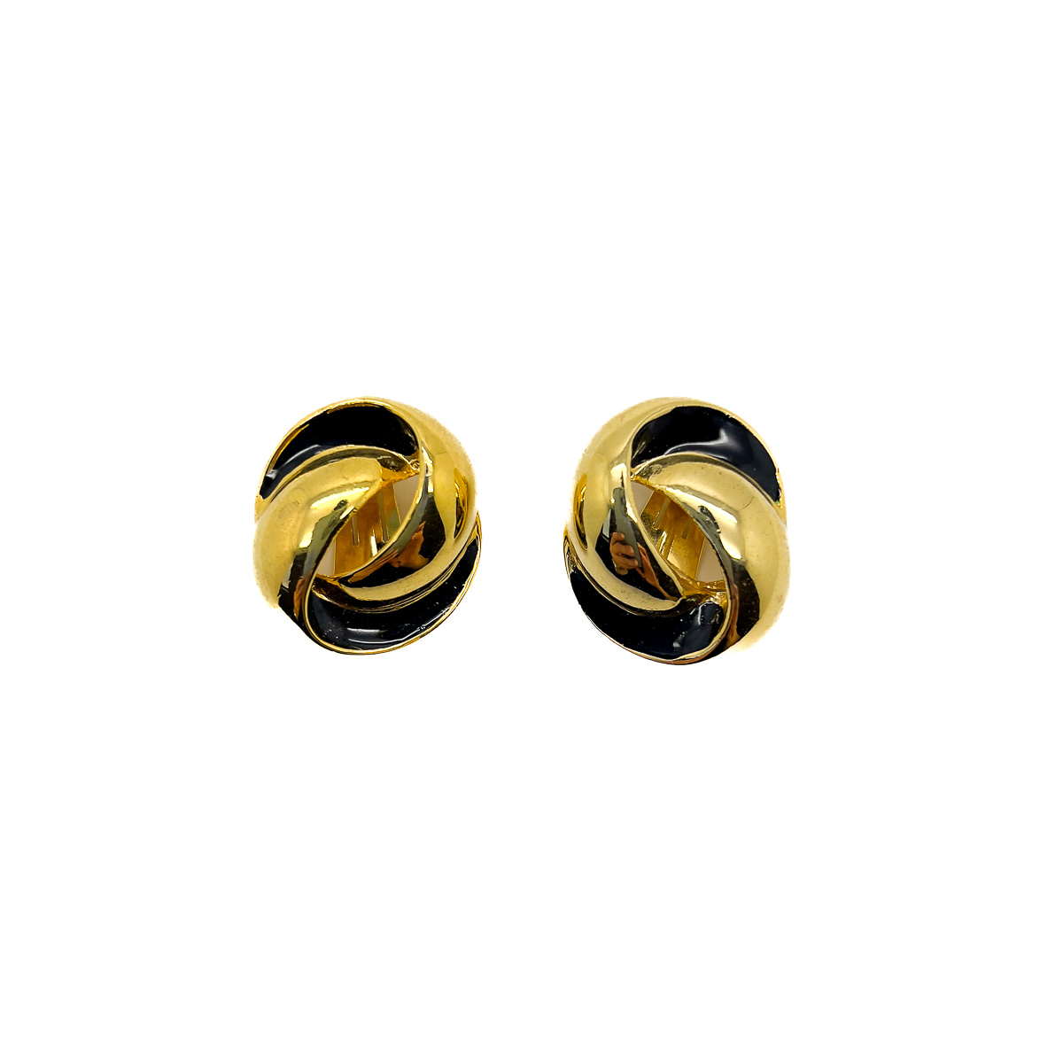 Jennifer Gibson Jewellery 1876 (1) Vintage Gold & Black Knot Earrings