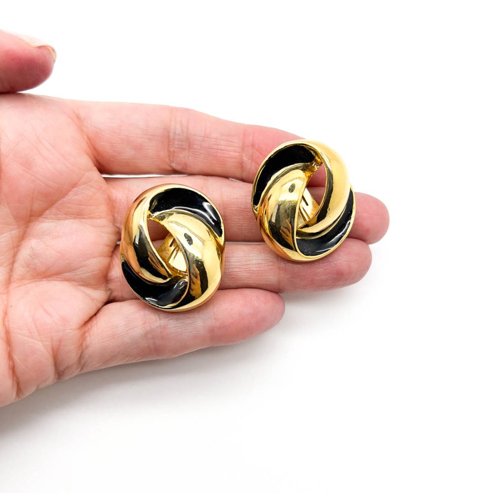 Vintage Gold & Black Knot Earrings