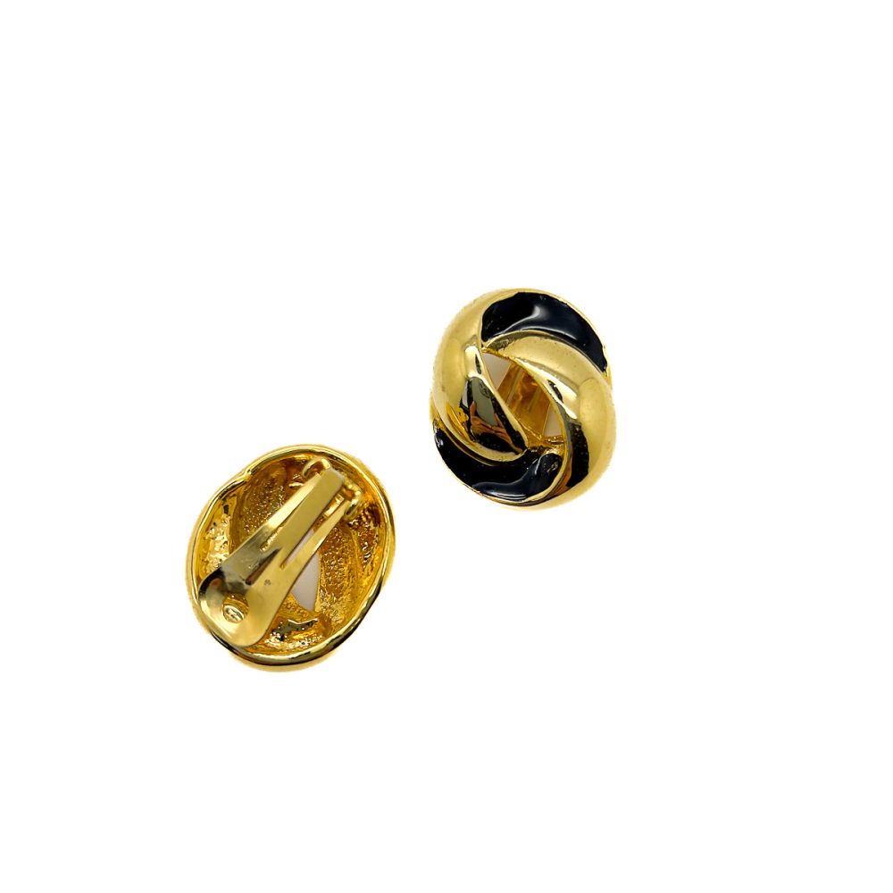Vintage Gold & Black Knot Earrings