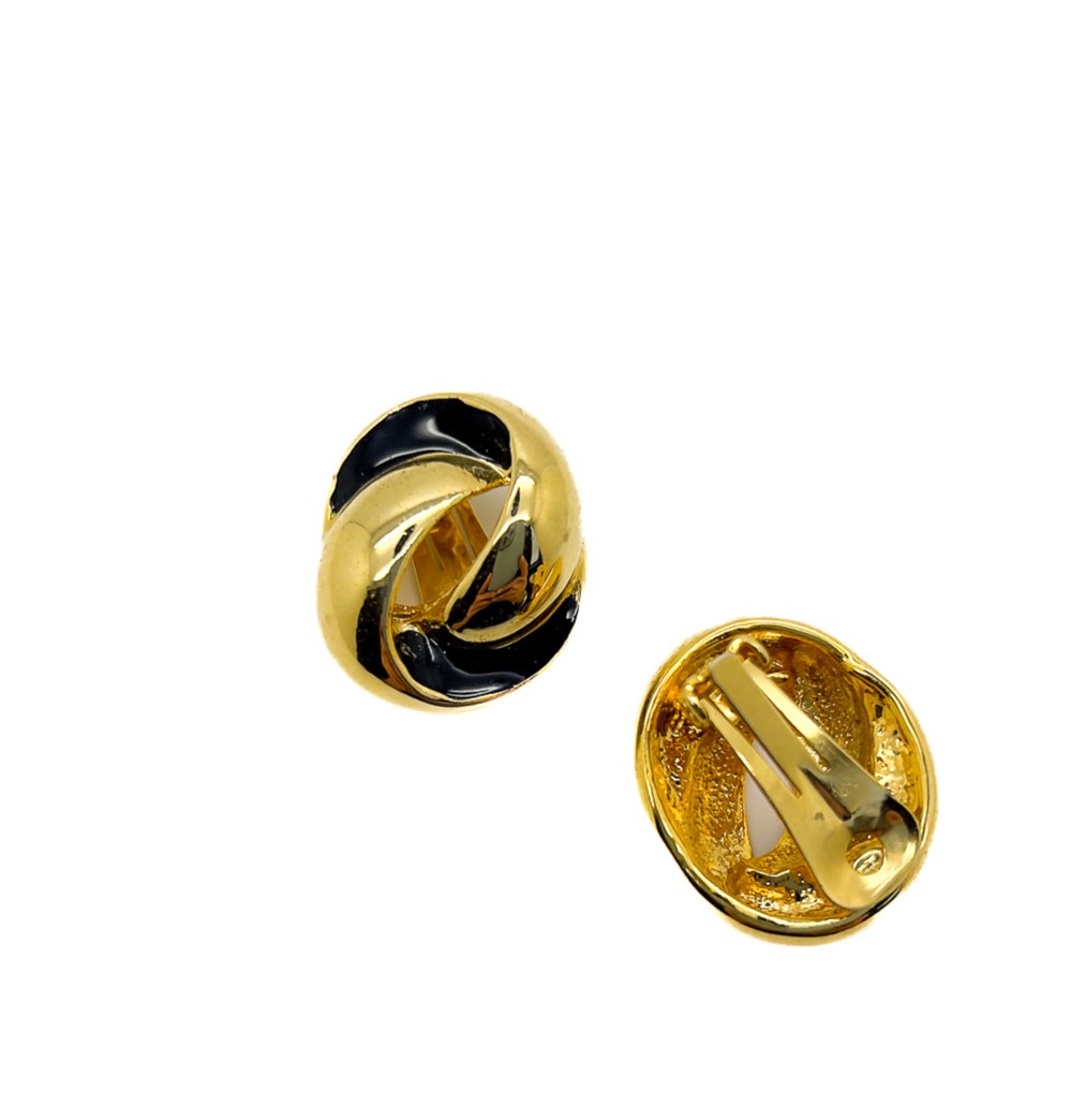 Vintage Gold & Black Knot Earrings