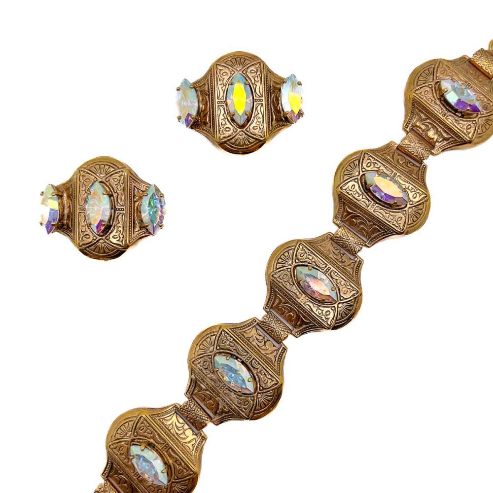 Vintage Aurora Borealis Bracelet and Earrings