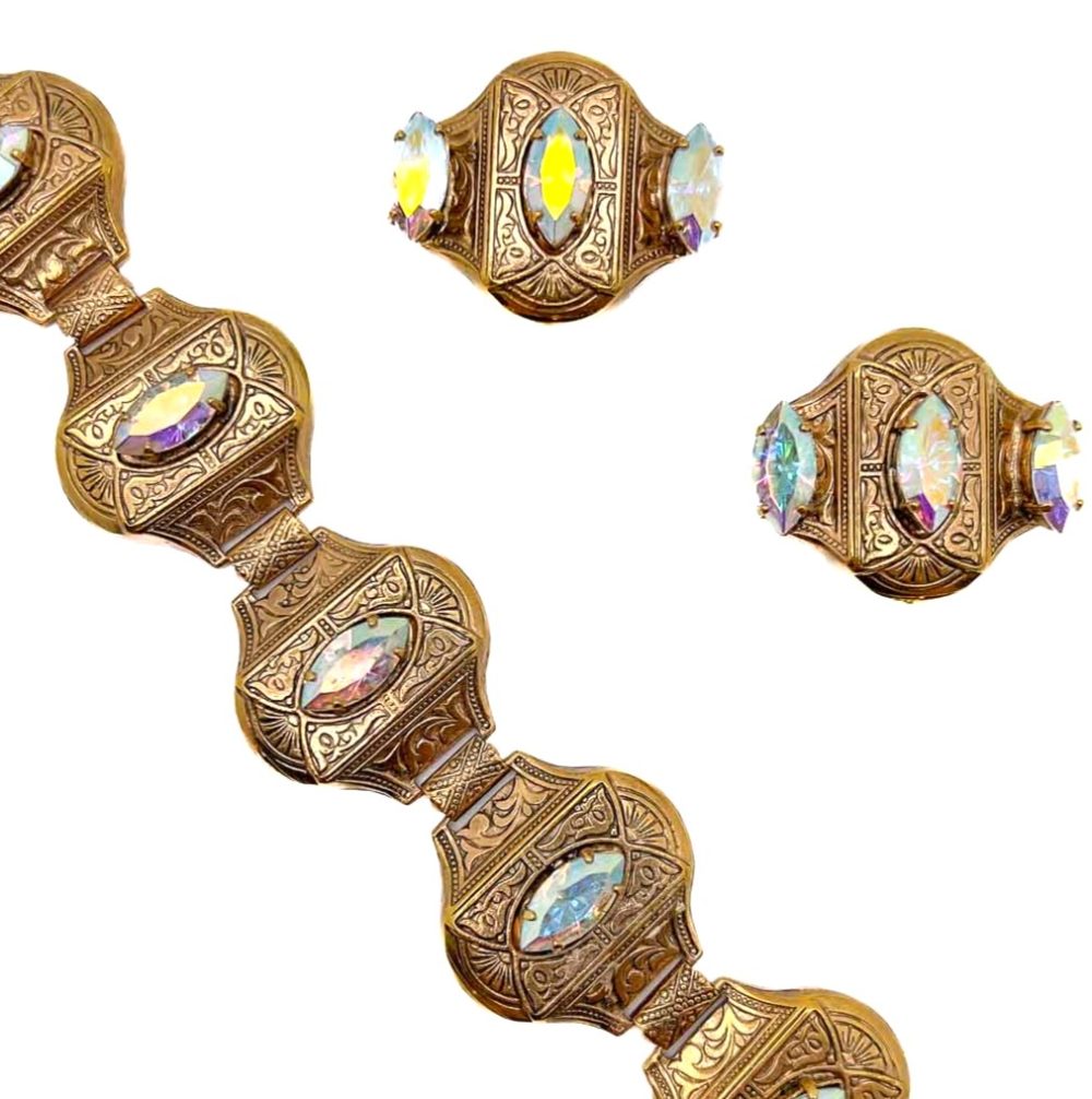 Vintage Aurora Borealis Bracelet and Earrings