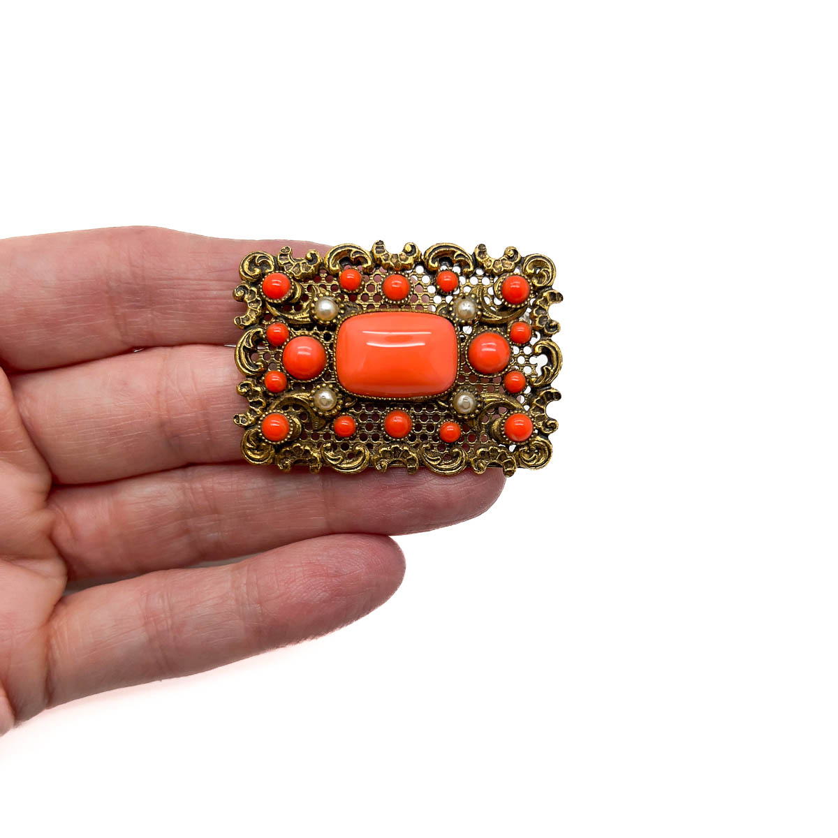 Jennifer Gibson Jewellery 1886 (2) Vintage Czechoslovakian Coral Brooch