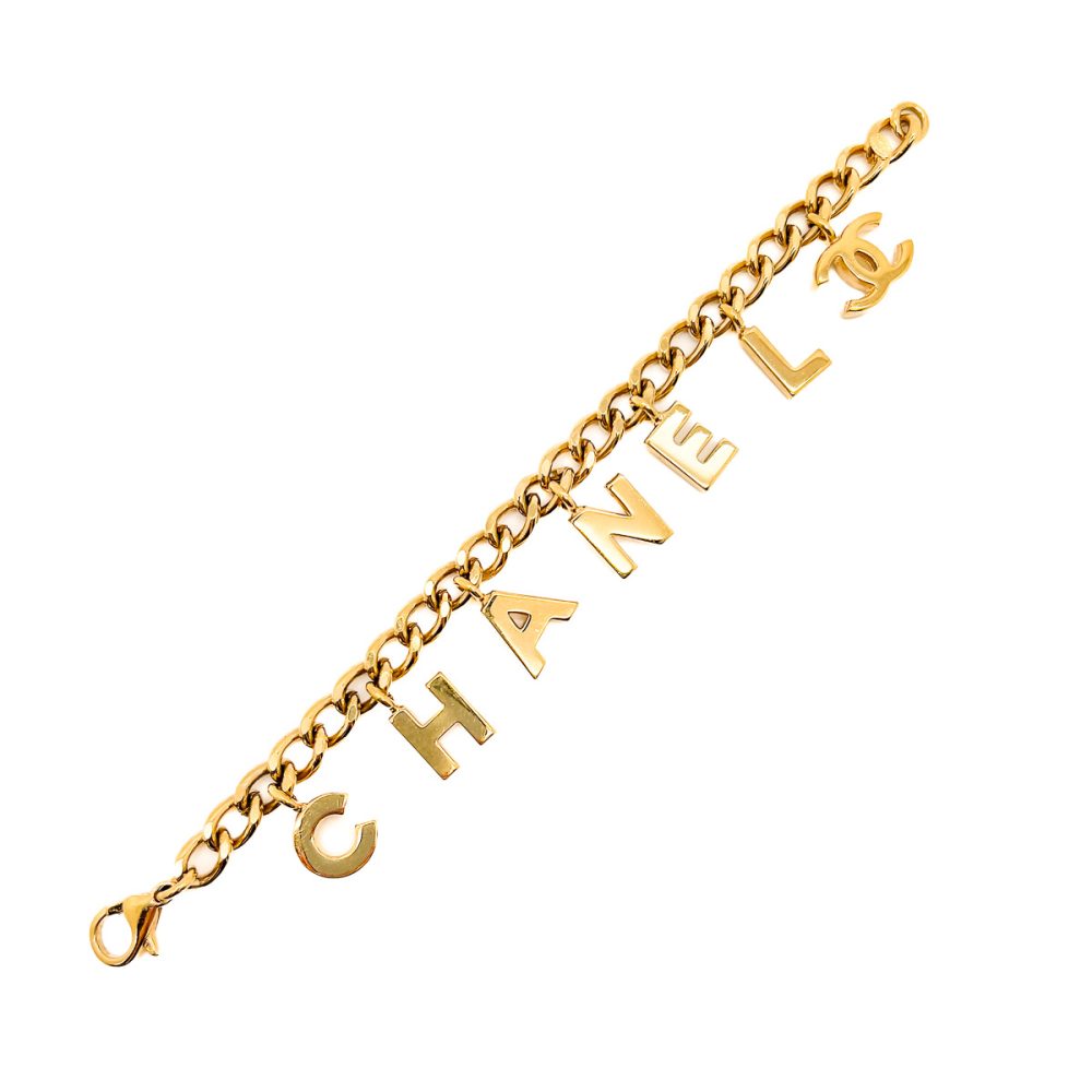 Vintage Chanel Letter Charm Bracelet Necklace