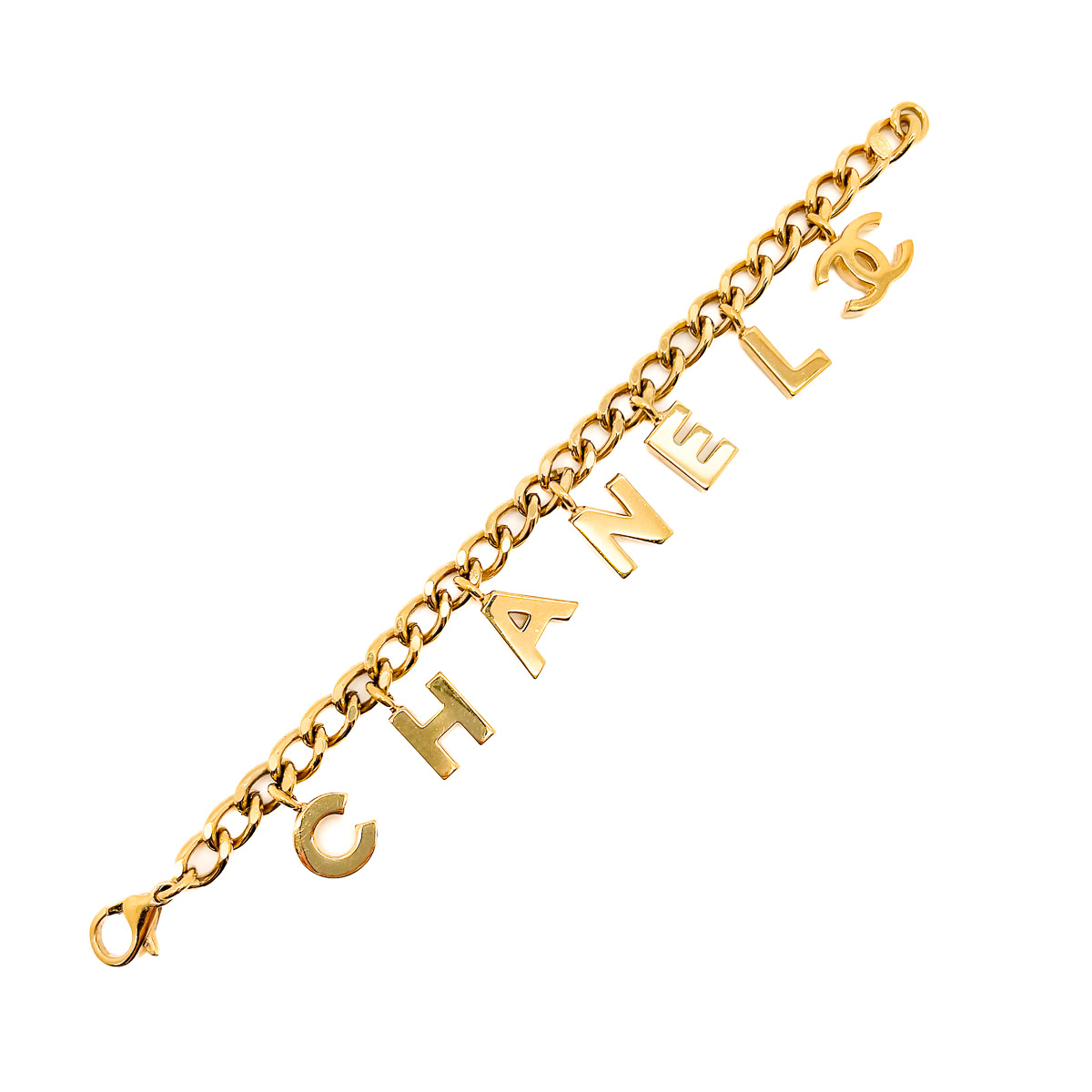 Jennifer Gibson Jewellery Chanel Letter Charm Necklace Bracelet 1869 (4) Vintage Chanel Letter Charm Bracelet Necklace