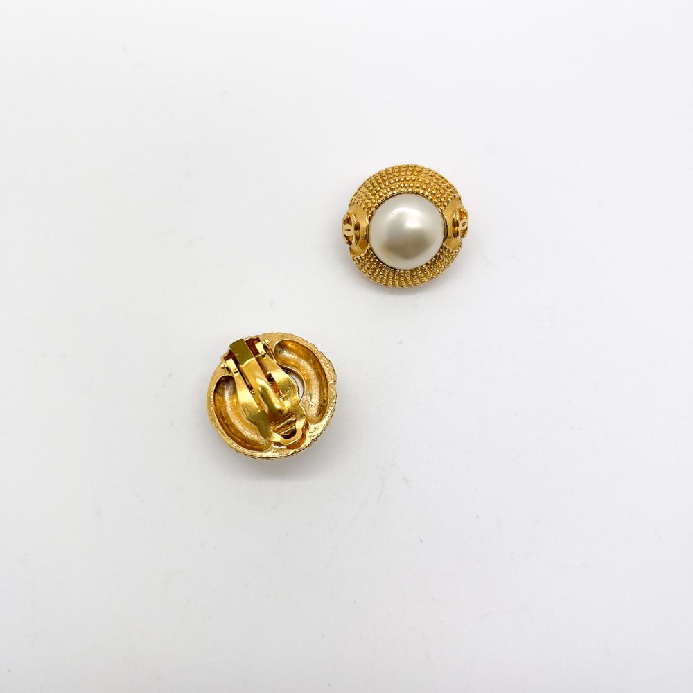 Vintage Chanel Pearl Logo Earrings