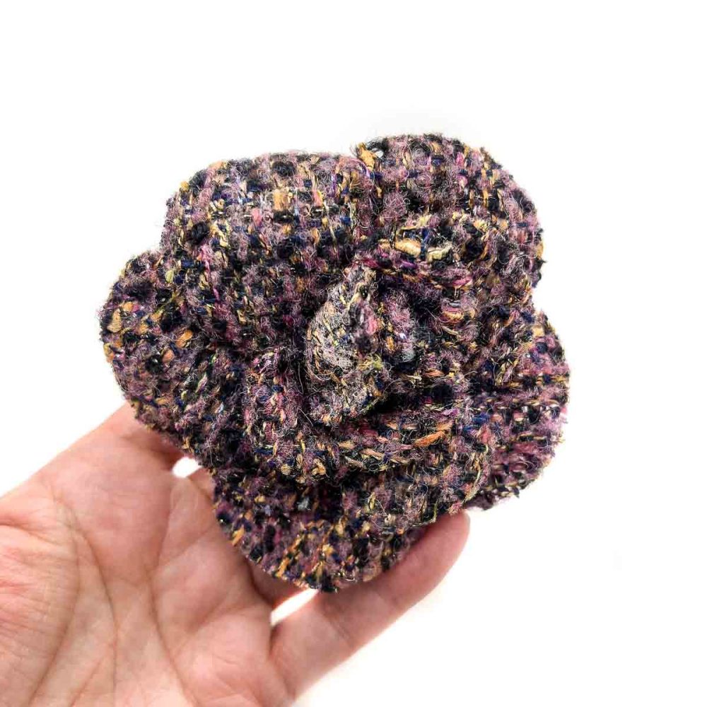 Vintage Chanel Tweed Camellia Brooch