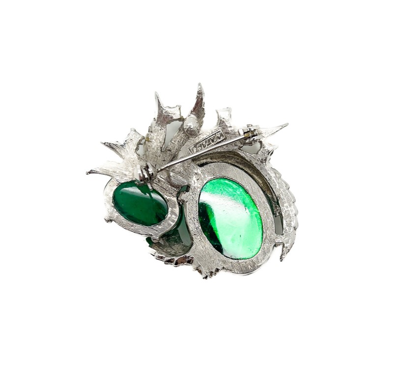 Vintage Emerald Cabochon Cocktail Brooch