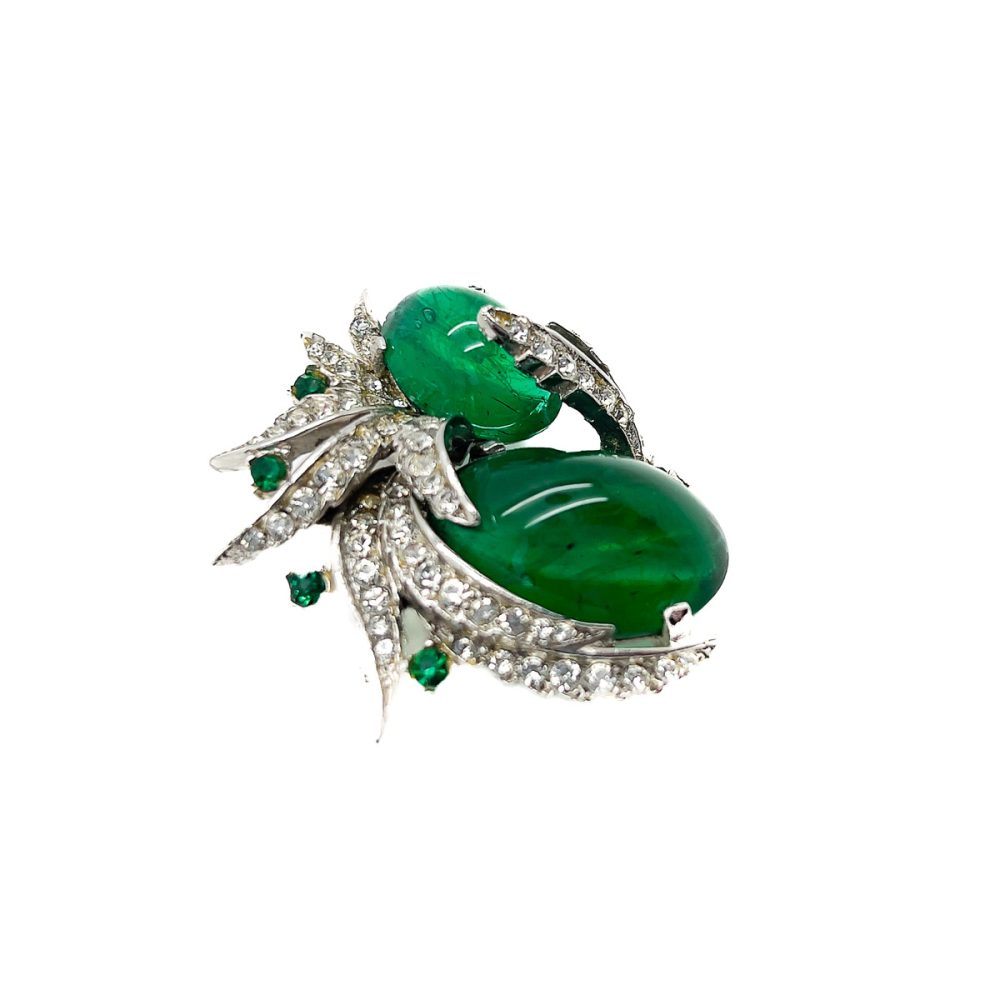 Vintage Emerald Cabochon Cocktail Brooch