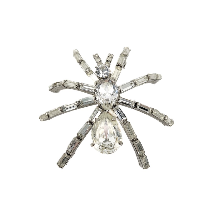 Vintage Crystal Spider Brooch