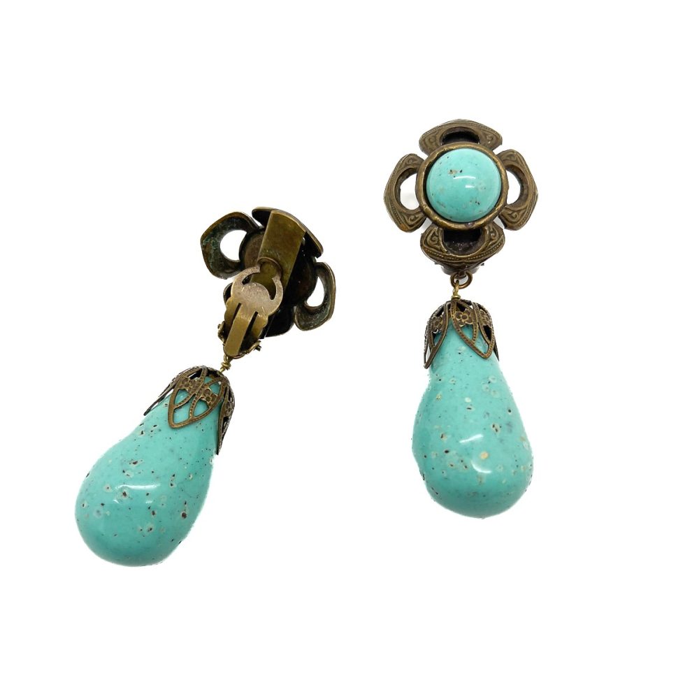 Vintage French Duck Egg Bomb Earrings