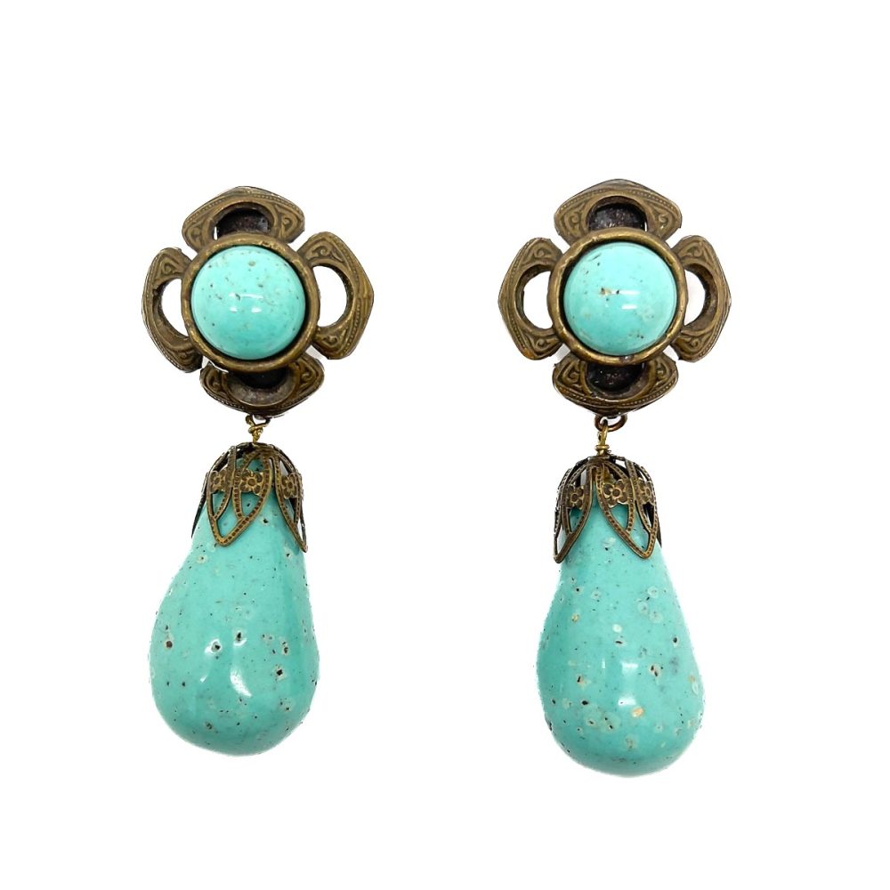 Vintage French Duck Egg Bomb Earrings
