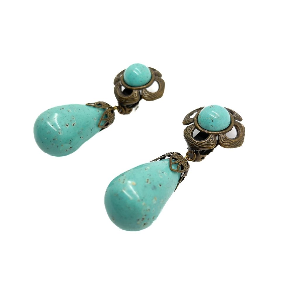 Vintage French Duck Egg Bomb Earrings