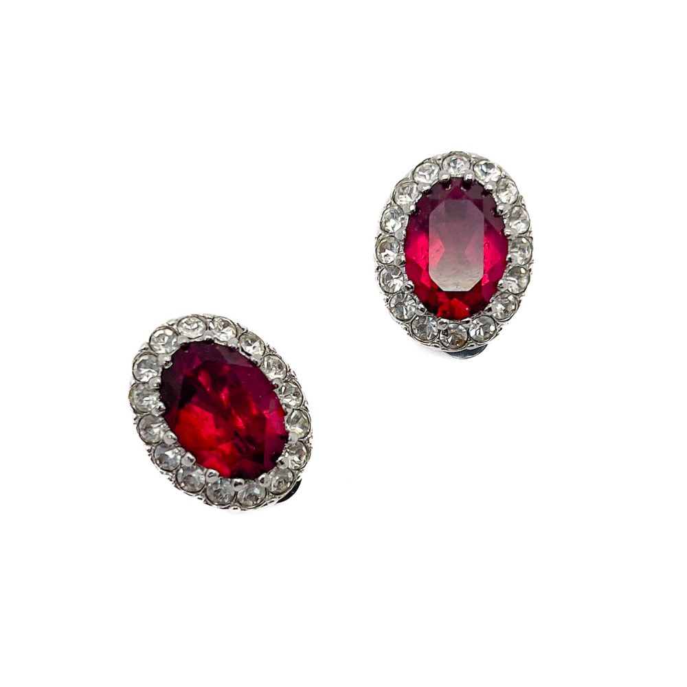 Vintage Ruby Glass Earrings