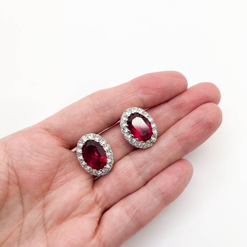 Vintage Ruby Glass Earrings
