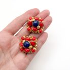 Jennifer Gibson Jewellery 1915 (2) Vintage French Blue & Red Earrings