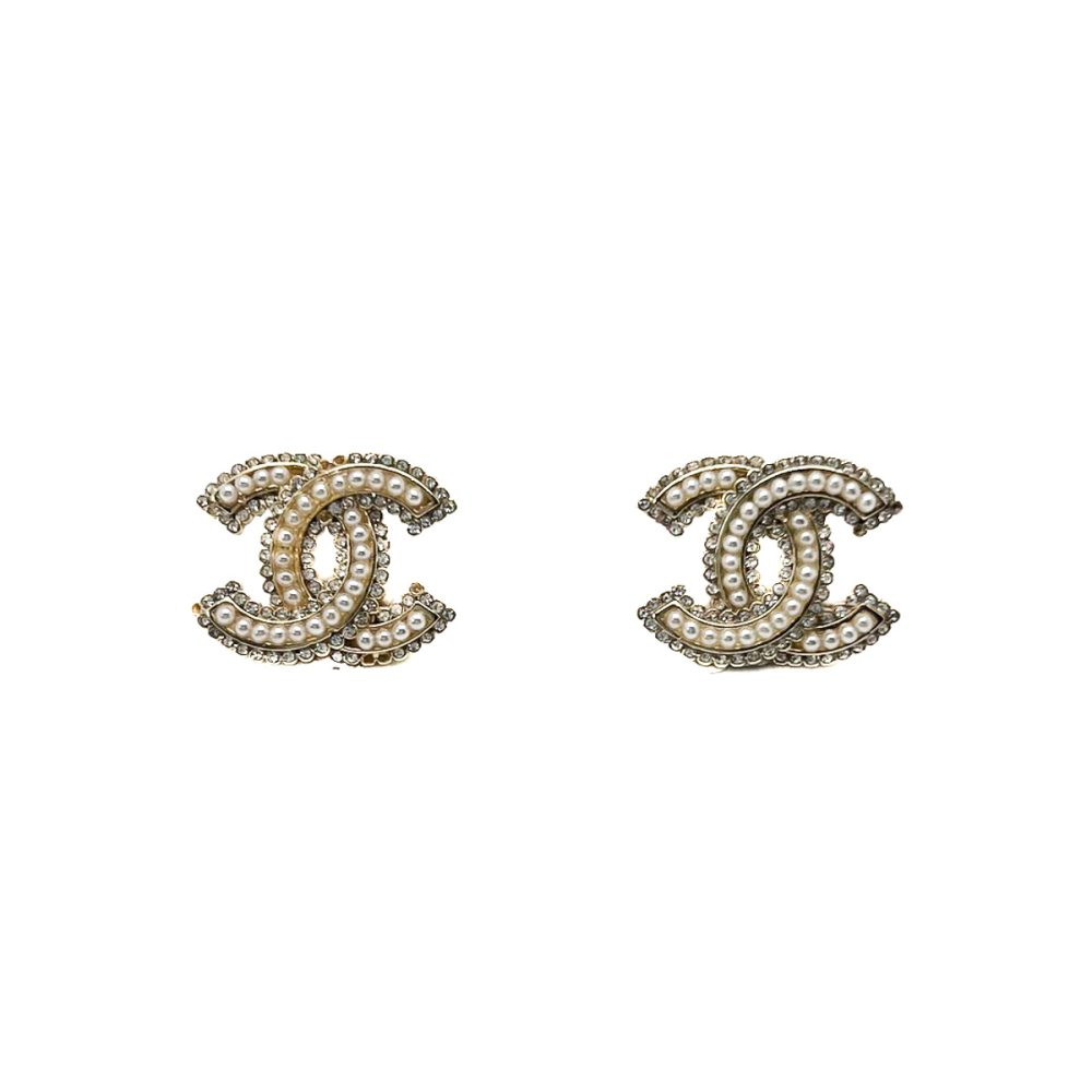 Chanel CC Pearl Earrings
