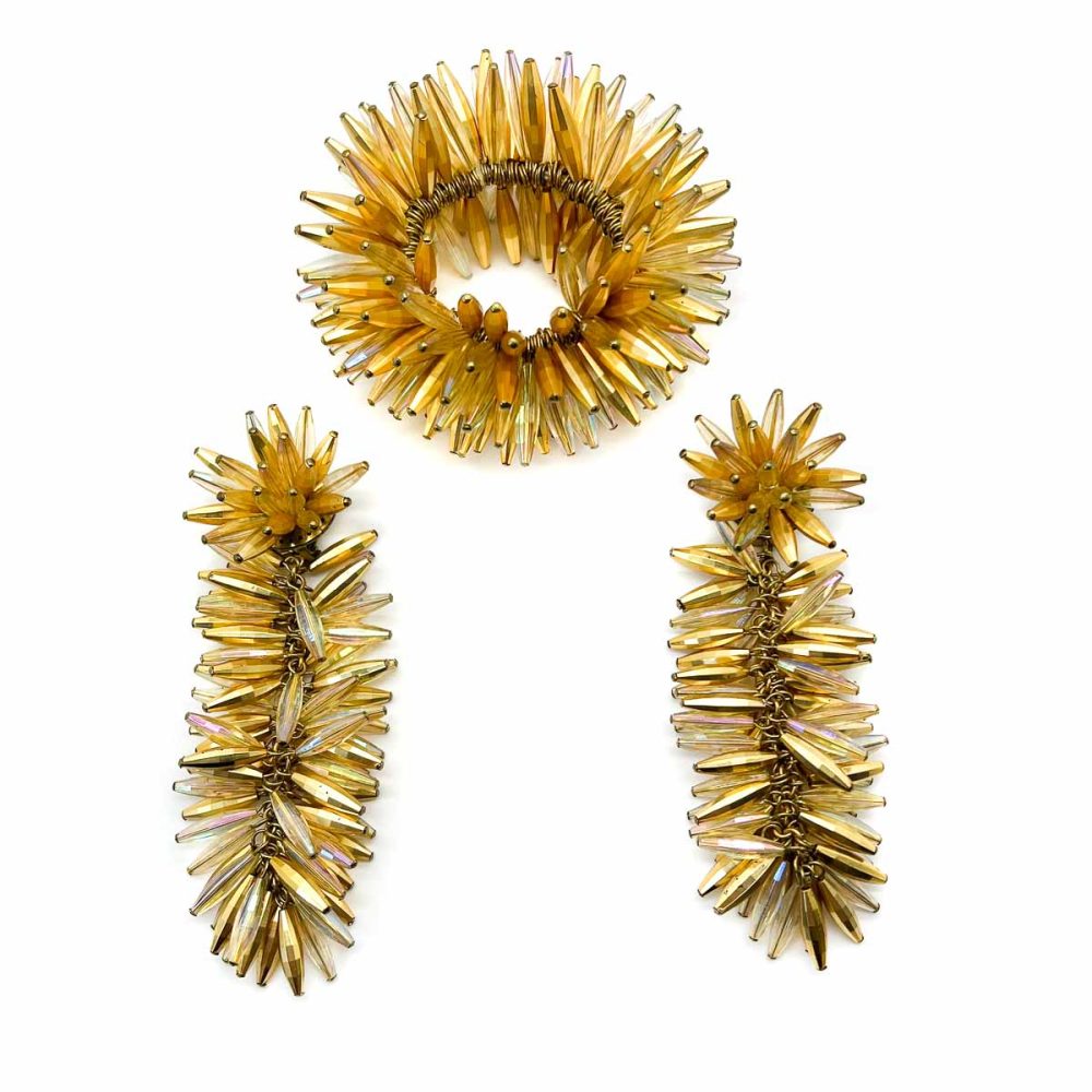 Vintage Statement Beaded Cuff and Earrings