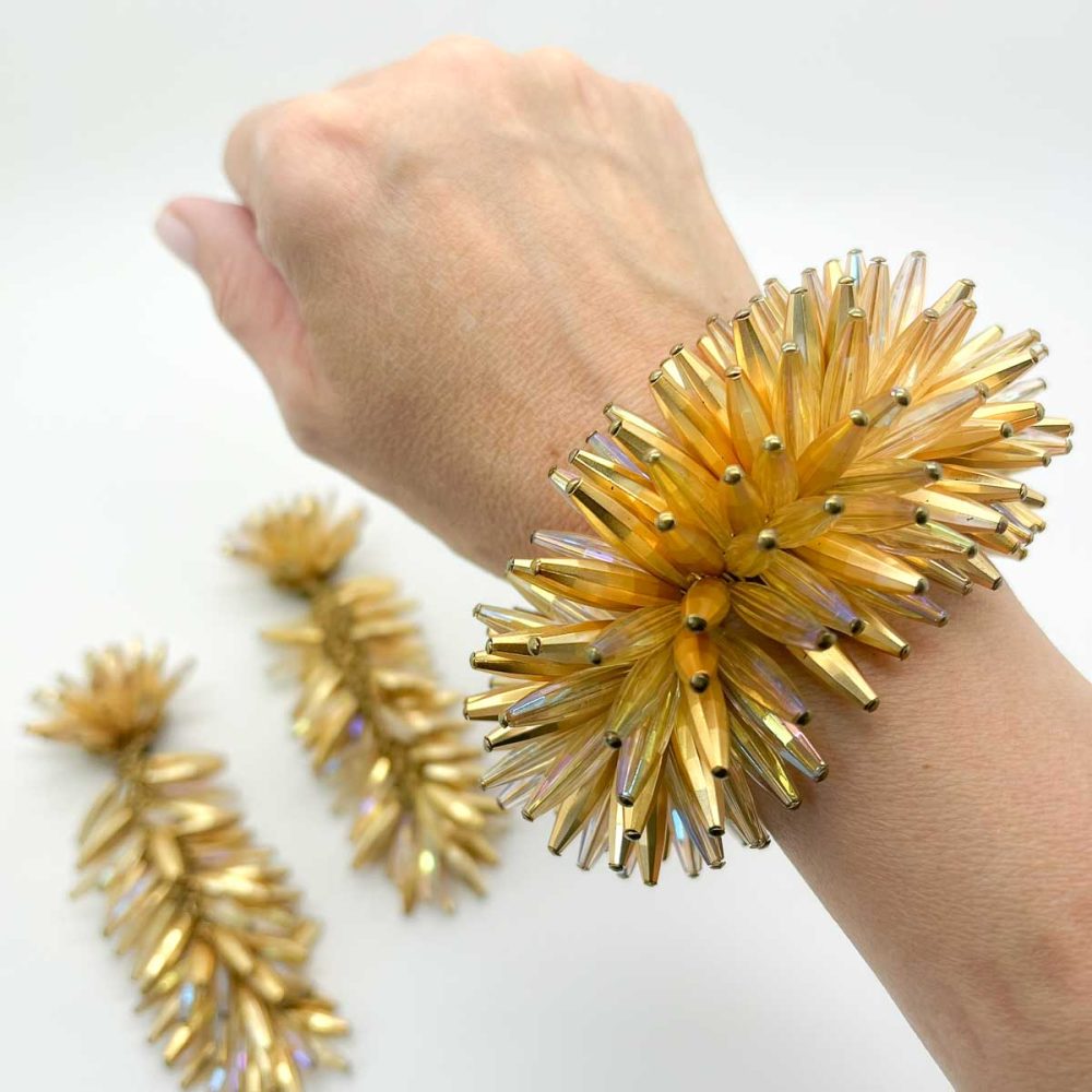 Vintage Statement Beaded Cuff and Earrings