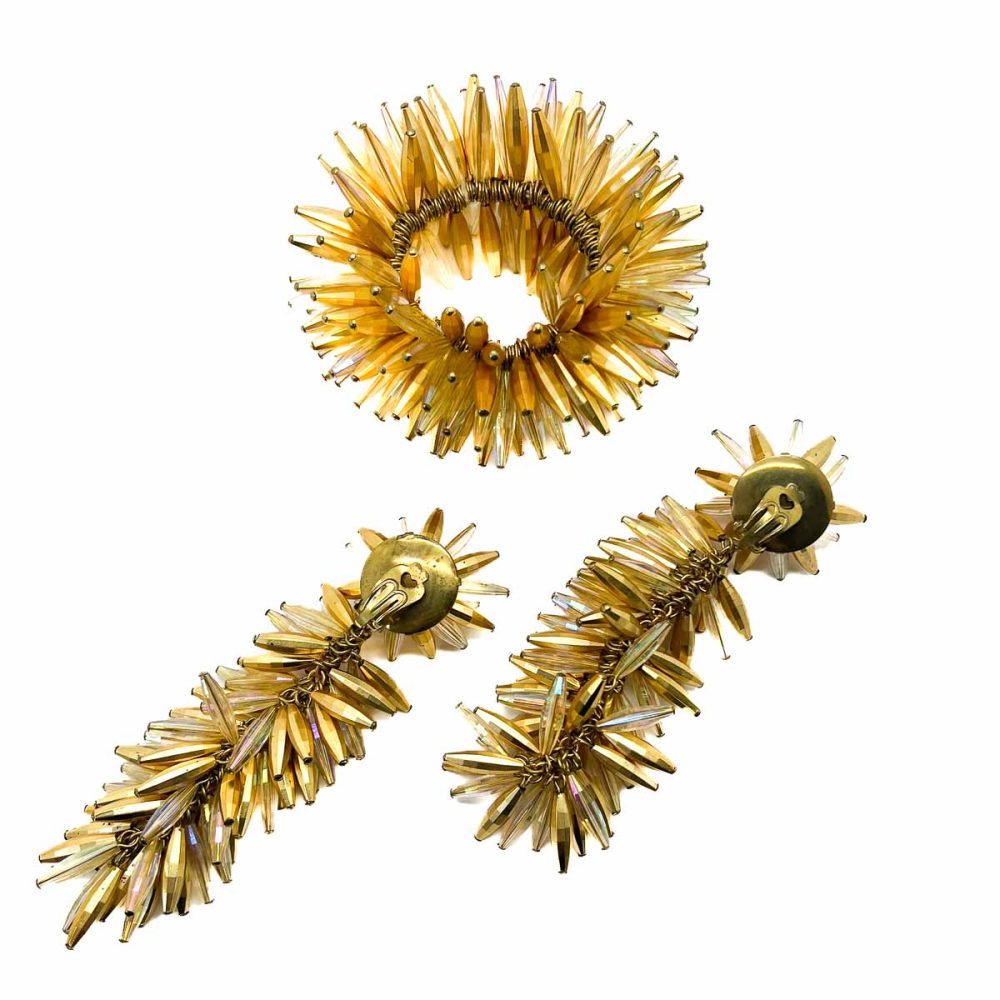 Vintage Statement Beaded Cuff and Earrings