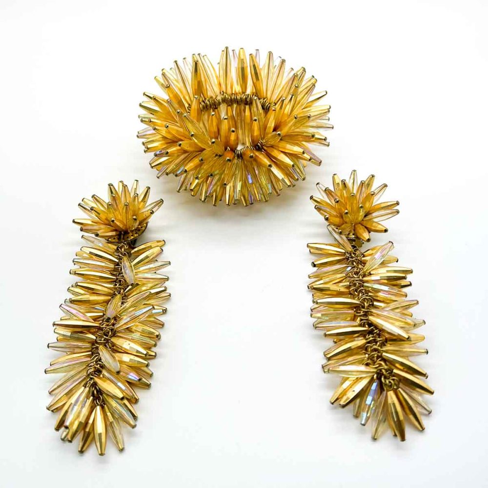 Vintage Statement Beaded Cuff and Earrings