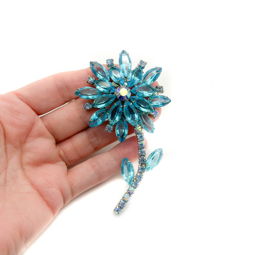 Vintage Aqua Crystal Flower