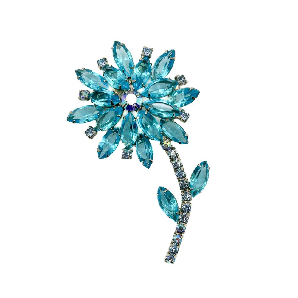 Vintage Aqua Crystal Flower