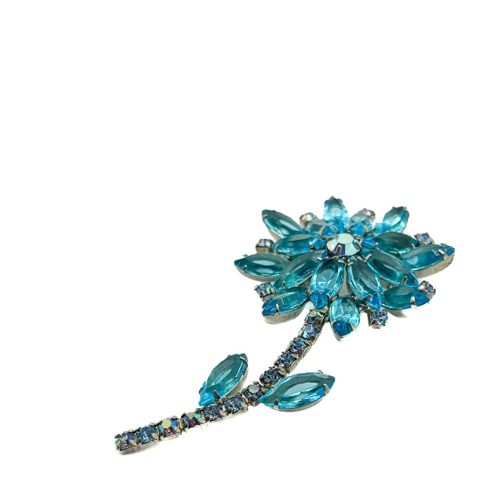 Vintage Aqua Crystal Flower