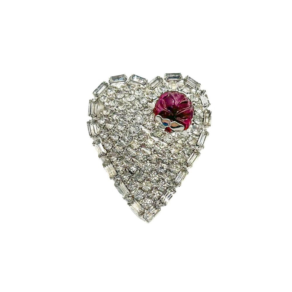 Vintage Ruby Heart Brooch
