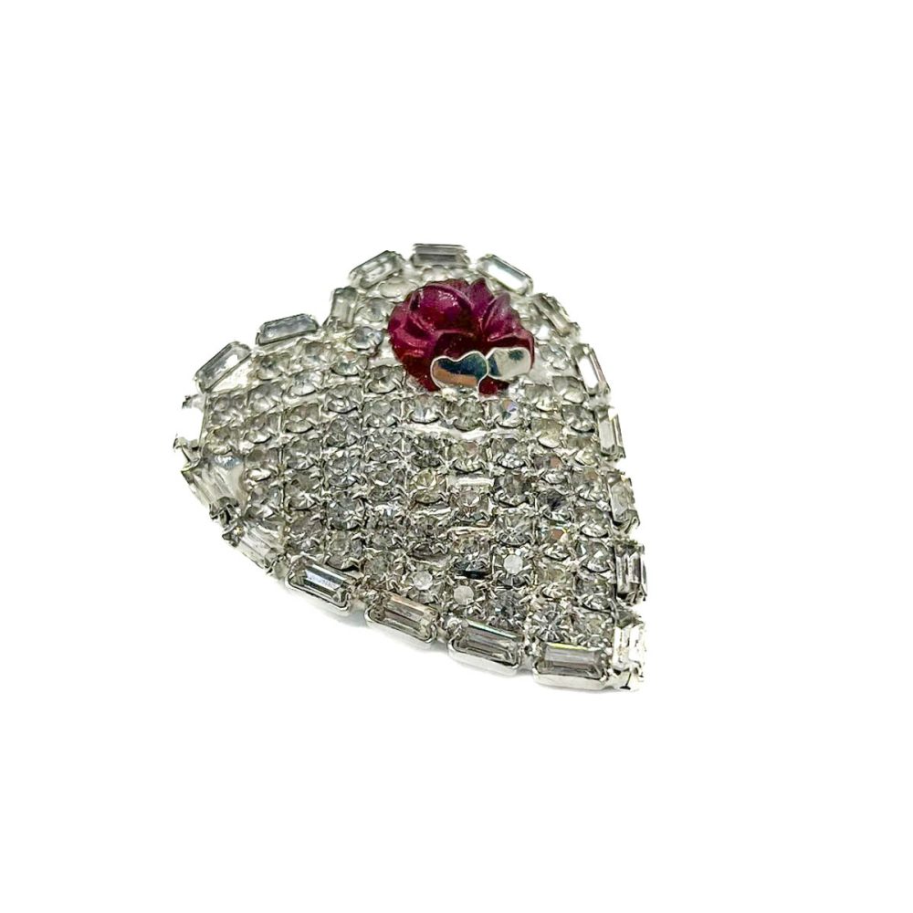 Vintage Ruby Heart Brooch