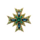 Jennifer Gibson Jewellery 1941 (2) Vintage Emerald Glass Cruciform Brooch
