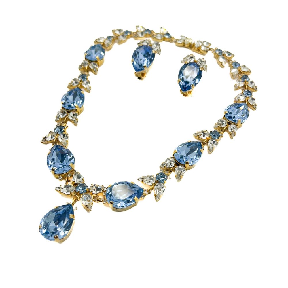 Vintage Aqua Crystal Necklace