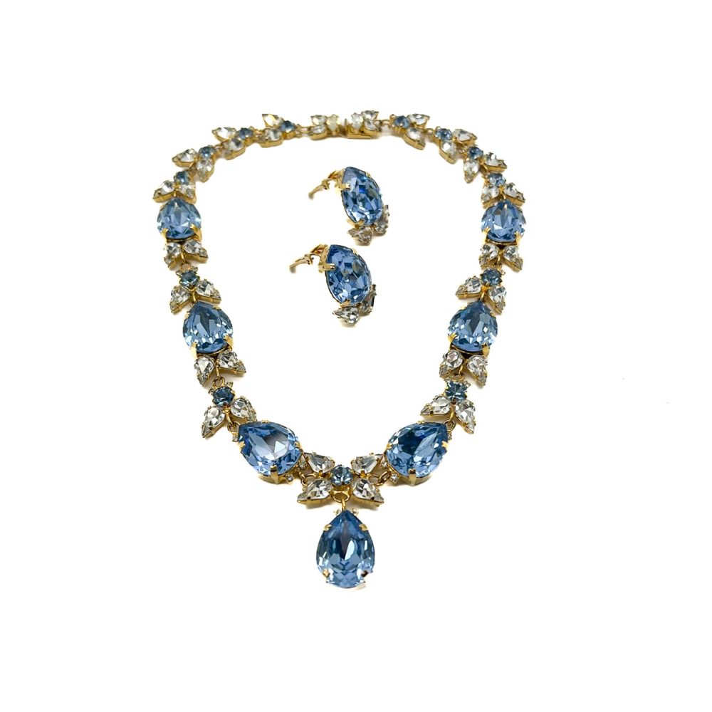 Vintage Aqua Crystal Necklace